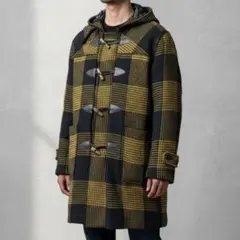 【KENSHO ABE】ヴィンテージ ダッフルコート 黒黄チェック