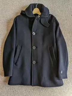 オーシバル ウール メルトンシングルフード 付きコート 8463 紺 2サイズ