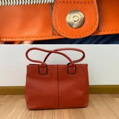 【新品未使用品】レザーハンドバッグブラウン系オレンジ系トート【小さな傷、汚れ有】