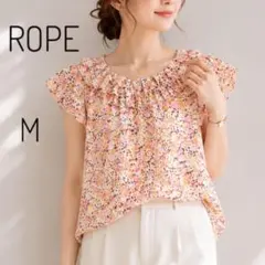 ROPE ロペ フリル 花柄 総柄 ブラウス M ピンク系 フレンチスリーブのサムネイル