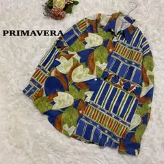 【プリマベーラ】PRIMAVERA ホリゾンタルカラー 花柄 シャツ レトロ