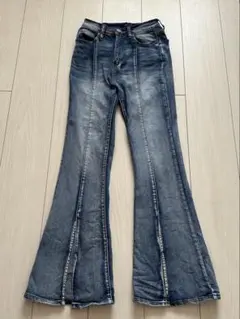 one way フレアデニムパンツ スリット入り
