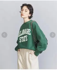 美品BEAUTY &YOUTH コットン裏毛カレッジロゴスウェットプルオーバー