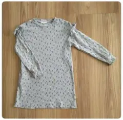 ★セラフ★長袖　ワンピス　花柄　グレー　北欧風　130cm