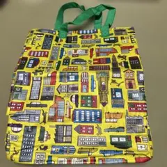 街並み柄 エコバッグ イエロー