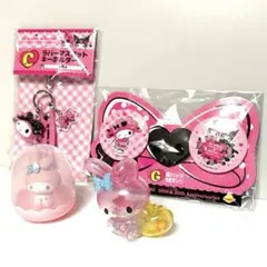 マイメロディ ラバーマスコットキーホルダー 缶バッジなど4点セット マイメロ