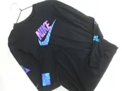 NIKE ナイキ ロゴ プリント 長袖 カットソー sizeS/黒 メンズのサムネイル
