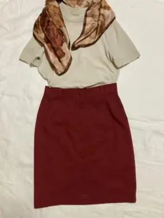 vintage 古着 スカート 赤 えんじ 前ボタン レトロ