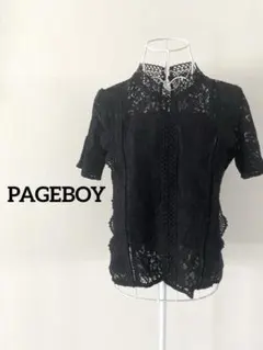 【PAGEBOY】半袖トップス　総レース　ブラック　Free