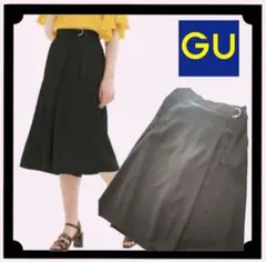 【GU】ジーユー ラップガウチョパンツ　ラップスカート風ガウチョパンツ　黒　M