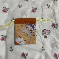 とっとこハム太郎　めがねくん　まいどくん　ミニ巾着　ヘアクリップ