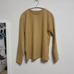 ベージュ 長袖 Tシャツ天竺編みクルーネック長袖Tシャツ