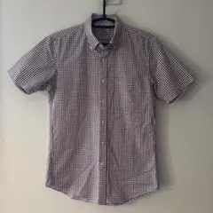 ユニクロ　メンズシャツ ボタンダウン半袖シャツ　スリムフィット　M