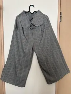 グレー チェック柄 ワイドパンツ