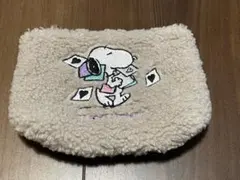 スヌーピー　PEANUTS ボア ティッシュポーチ　ベージュ