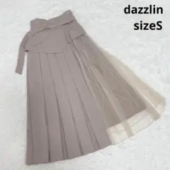 【ダズリン】チュールレイヤードプリーツスカート ロング丈 ベージュ Sサイズのサムネイル
