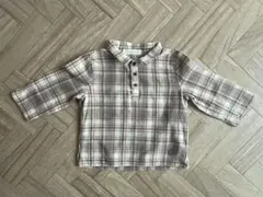 美品^^韓国子ども服MONBEBE★チェック柄長袖シャツ