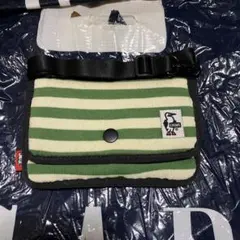 CHUMS グリーン/ホワイトストライプ ショルダーバッグ