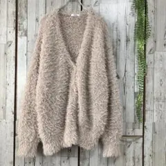 ☆ナイスクラップ☆良品☆シャギーニット カーディガン オーバーサイズ ベージュ