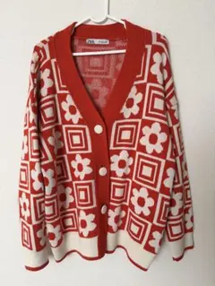 ZARA フラワーパターン カーディガン
