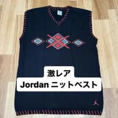 激レア Jordan Nike ニット ベスト ネイティブ柄 刺繍ロゴ L