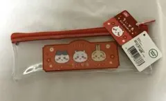 セリア　ビニールペンポーチ　ちいかわ　ハチワレ　うさぎ　赤　中華風