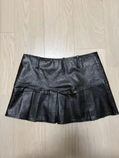 ブラック レザープリーツスカート