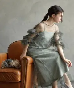 【新品・AIMER】チュールフリル　パーティードレス