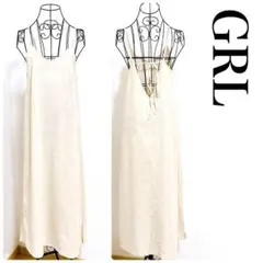 GRL リネン混Aラインキャミワンピース M ベージュ 春夏【adf020】