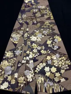 美品 唐織 全通柄 袋帯 正絹 華文 松葉文様 豪華織 金糸 リユース帯 