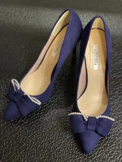 BABY PURE amazing labelネイビー リボン付き パンプス