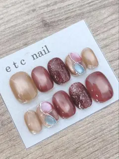 No.275 ベリーショート　ネイルチップ　ピンク　ラメ　マグネット　冬ネイル