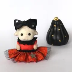 【シルバニア着せ替え】赤ちゃん★ハロウィンドレスとヘリボンアバンド★オレンジ