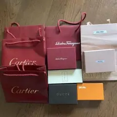 〈ショップ袋＆箱〉カルティエ、フェラガモ、ミュウミュウ、グッチ等
