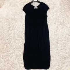 美品✨現行マメクロゴウチ　ノースリーブ　ロングドレスワンピース　黒　M マキシ丈