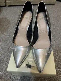 再値下げ　ZARA シルバー パンプス　ヒール　 39