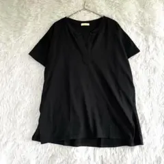 アースミュージック＆エコロジー スキッパー Tシャツ チュニック 黒 F 無地のサムネイル
