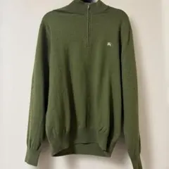 BURBERRY LONDON ハーフジップ ニット セーター カーキ Lのサムネイル