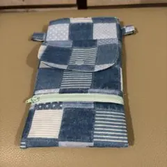スマホポーチ コインスルー　ショルダー ハンドメイド 斜めがけ ポケット2個