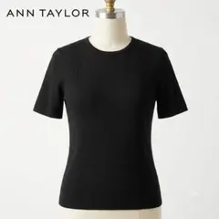 ANN TAYLOR アンテイラー シルク100% リブ編み 半袖ニット Sのサムネイル