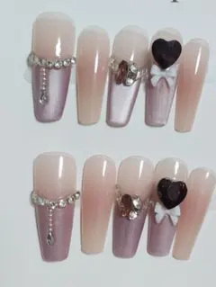 B7エレガントハートネイルチップセットSサイズ10個セット