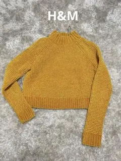 H&M ワッフルニット　ショート丈　イエロー