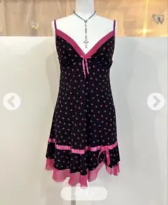 CECIL McBEE ミニワンピース 黒 ピンク ストライプ 平成 姫ギャル