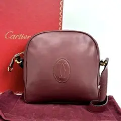 美品 カルティエ マストライン ショルダーバッグ ゴールド金具 裏地総柄 レザー