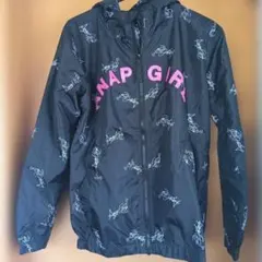 ANAP GIRL プリント柄パーカー M 黒