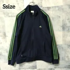 adidas Ssize 刺繍ロゴ トラックジャケット 3本ライン ネイビー