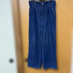 濃い青 ストレートデニム ゴムウエスト