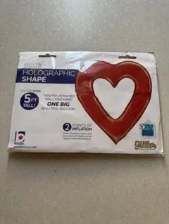 ホログラフィックハート型バルーン 5フィート　赤　パーティ　誕生日　ゲーム