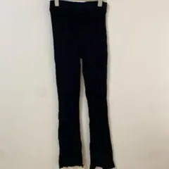 ZARA【M】黒 リブ編み フレアパンツ レディース レギンス