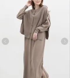 Honeys ベスト付ニットワンピース　ブラウン　M